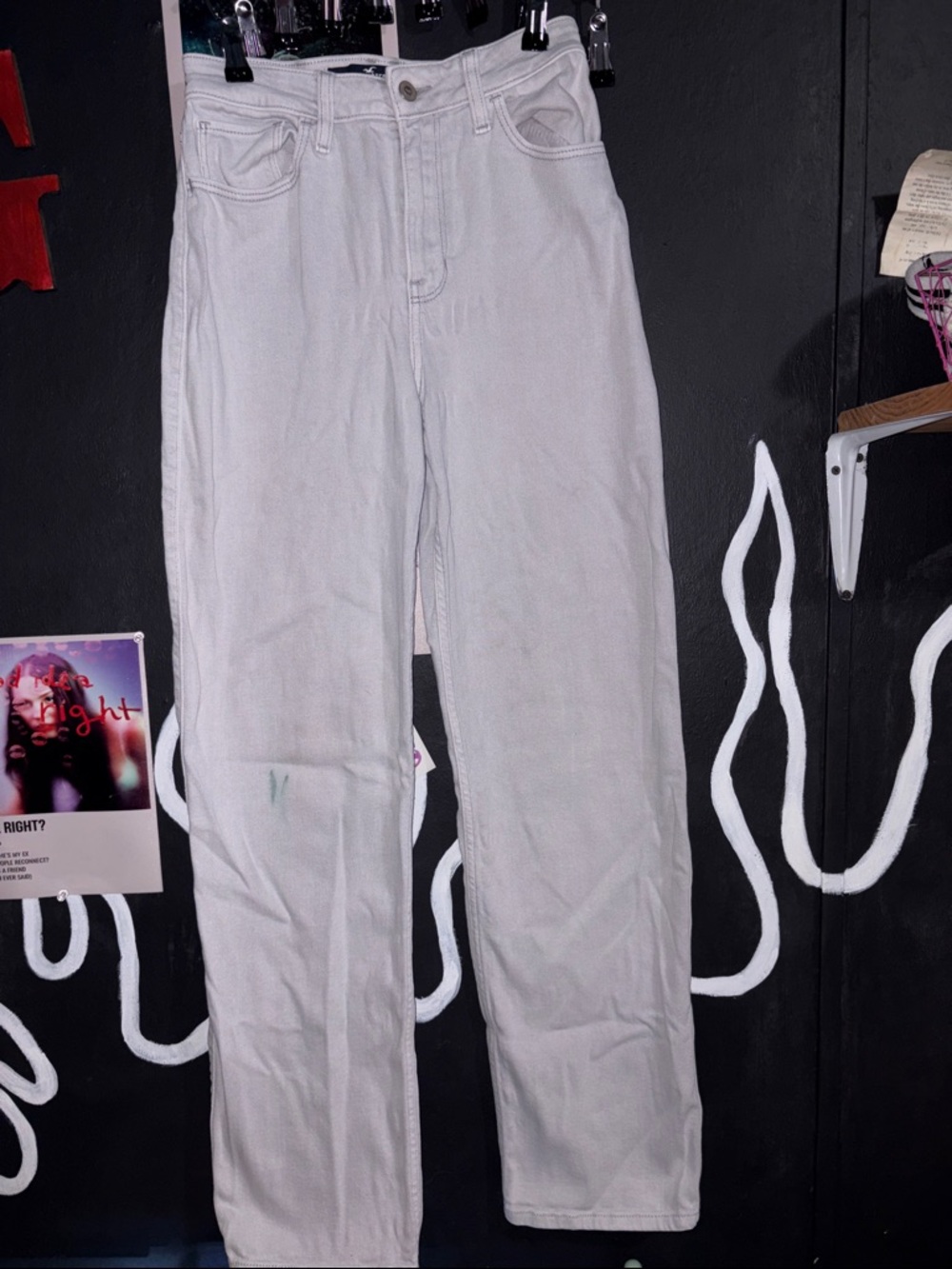 Hollister Light Gray Ultra High-Rise Dad Jeans